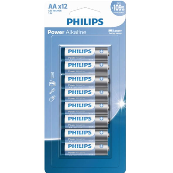 باتری نیم‌قلم 12 عددی PHILIPS Power Alkaline LR03 Micro